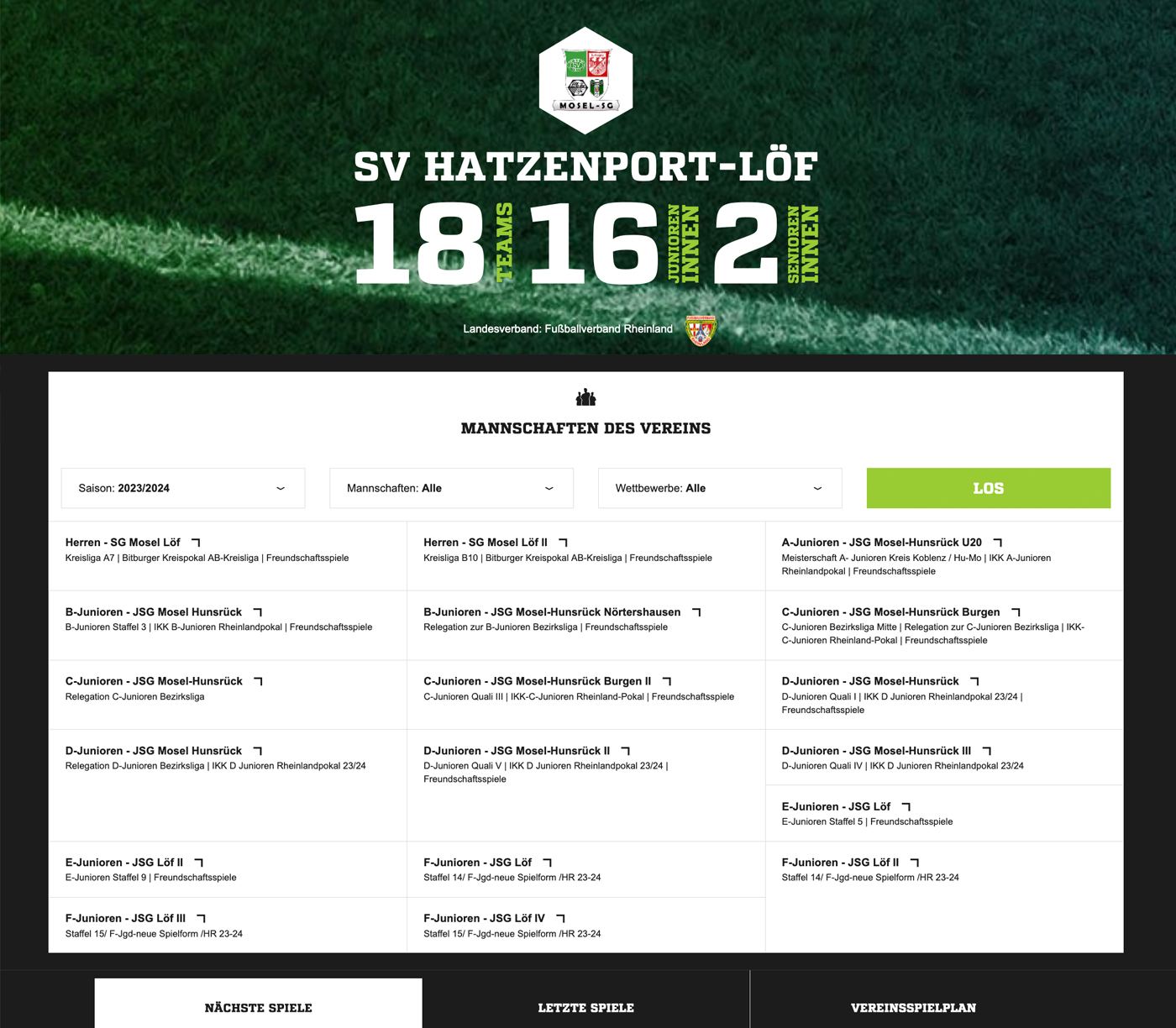 Screenshot - Fussball SVHL - Alle Mannschaften