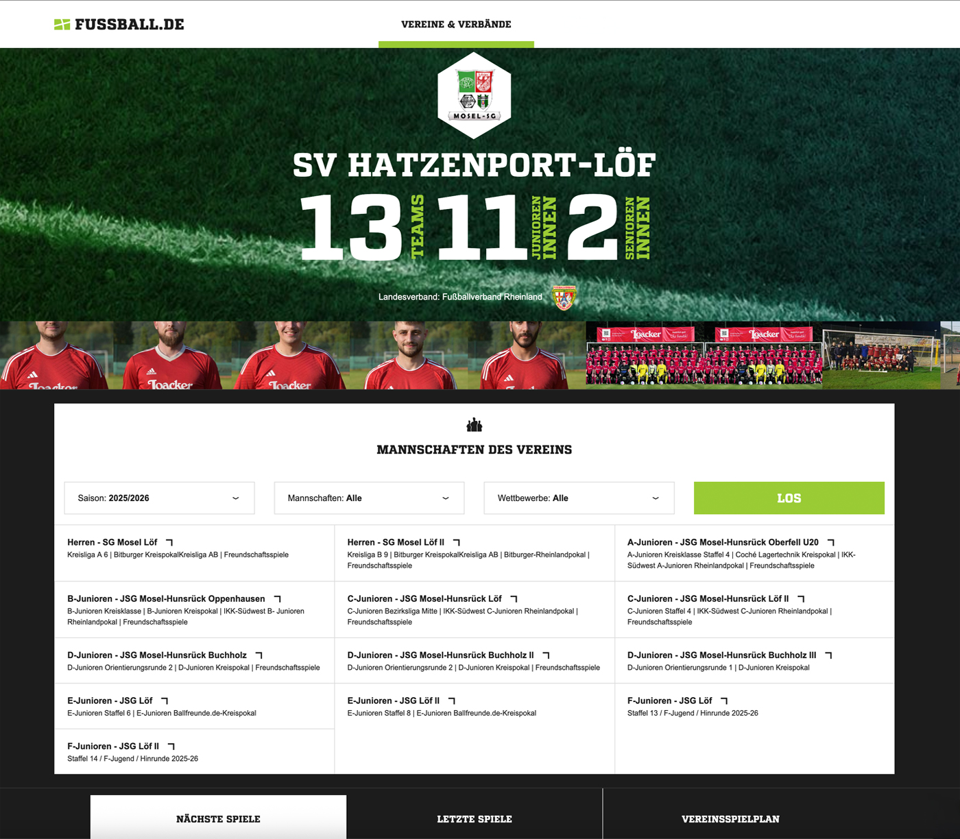 Screenshot - Fussball SVHL - Alle Mannschaften